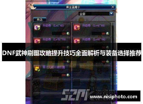 DNF武神刷图攻略提升技巧全面解析与装备选择推荐